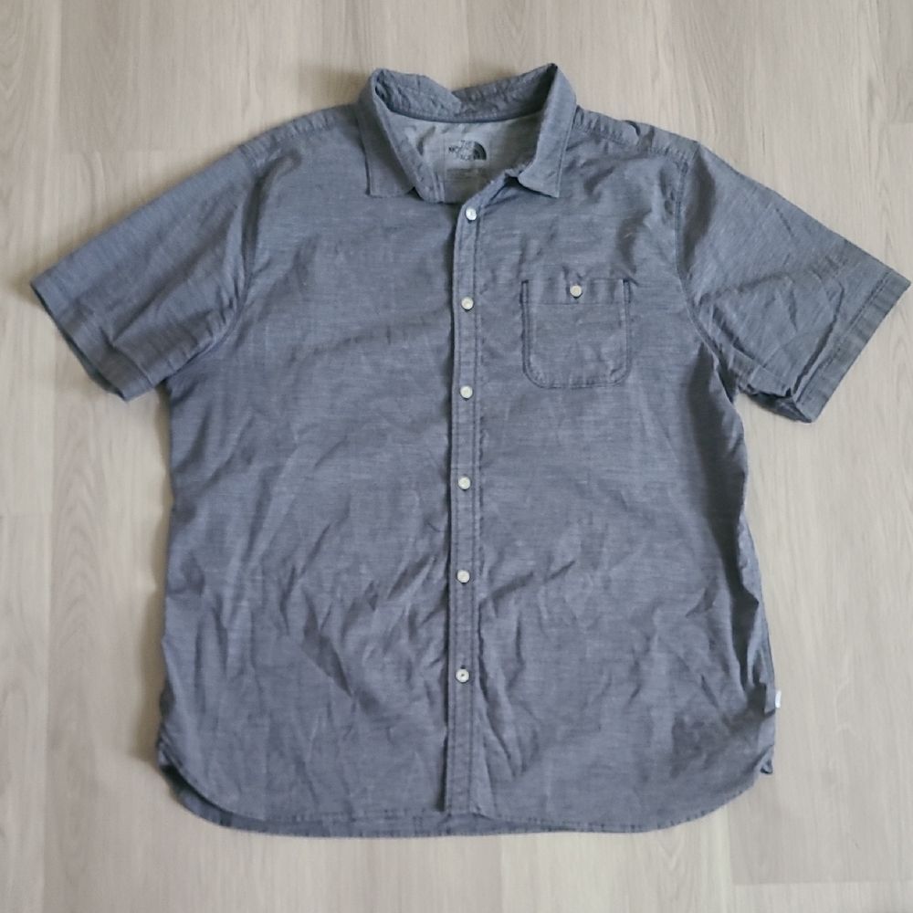The North Face Men's Button Front Long Sleeve Shirt XXL Blue Striped Gorpcore
